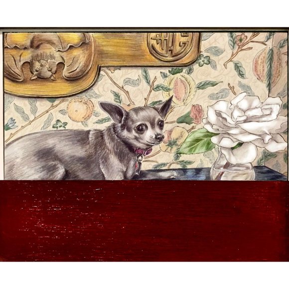 Original Dip Dye Framed Dog ART Portrait - Picture 2 of 5